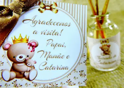 Lembrancinha de Nascimento Mini Aromatizador na Organza