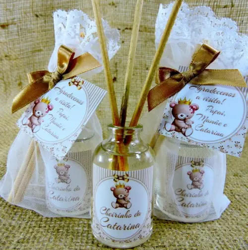 Lembrancinha de Nascimento Mini Aromatizador na Organza