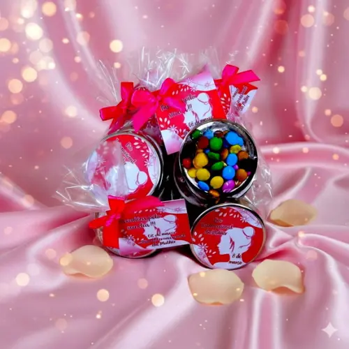 Lembrancinha Latinha com Confeito de Chocolate Dia da Mulher