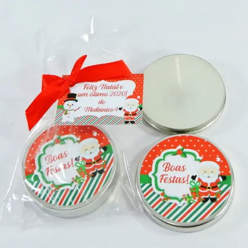 Lembrancinha Latinha com Velinha de Natal