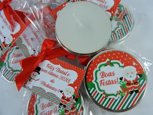 Lembrancinha Latinha com Velinha de Natal