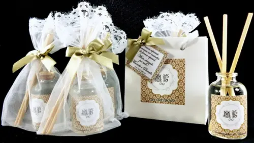 Lembrancinha Luxo Aromatizador com Organza e Sacola