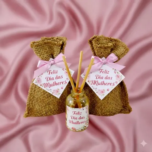 Lembrancinha Mini Difusor na Juta Dia da Mulher