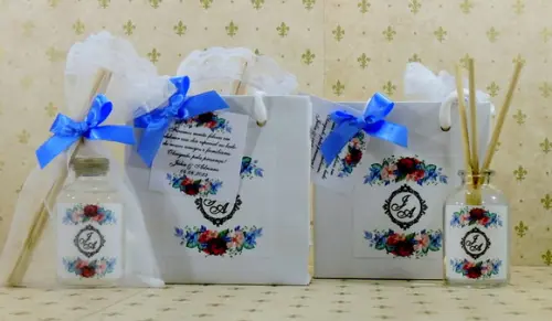 Lembrancinha Mini Difusor na Sacolinha Casamento Debutante