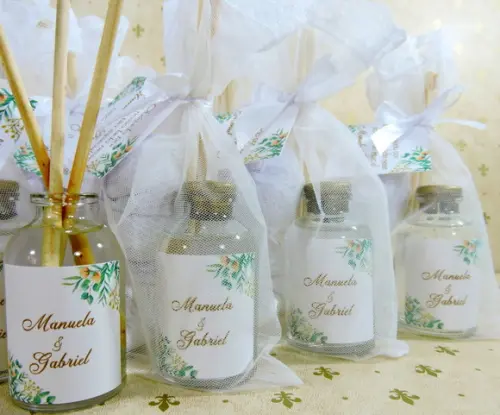 Lembrancinha Mini Difusor Varetas Casamento Dois Sachês