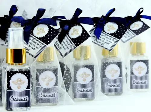 Lembrancinha Mini Home Spray Nascimento Sachê Aroma Organza