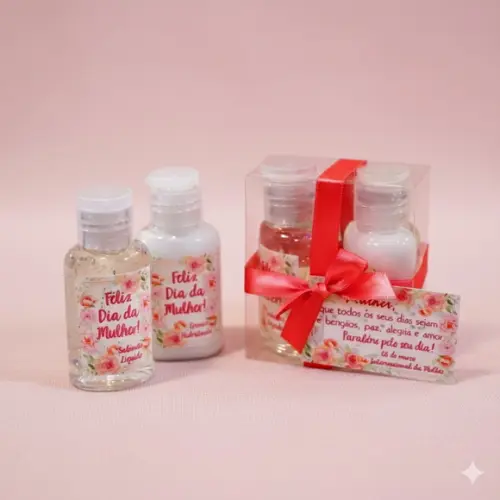 Lembrancinha Mini Kit Higiene Dia da Mulher Brinde