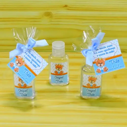 Lembrancinha Nascimento Personalizada Álcool Gel no Saquinho