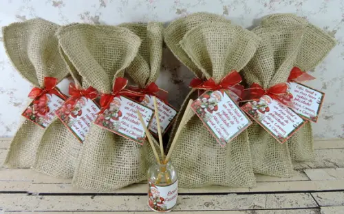 Lembrancinha Natal Aromatizante Varetas Difusor Juta Aroma