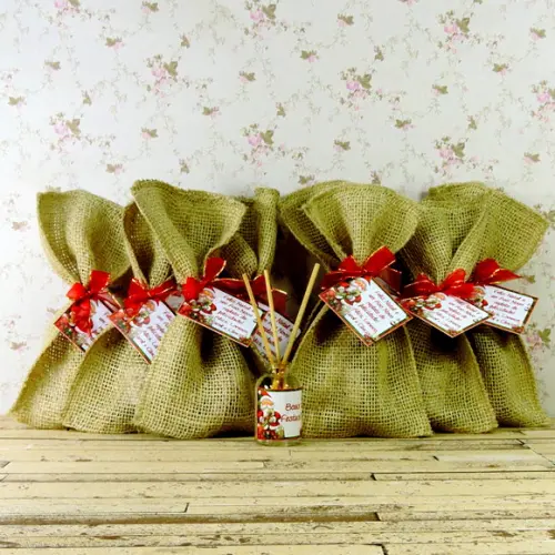 Lembrancinha Natal Aromatizante Varetas Difusor Juta Aroma