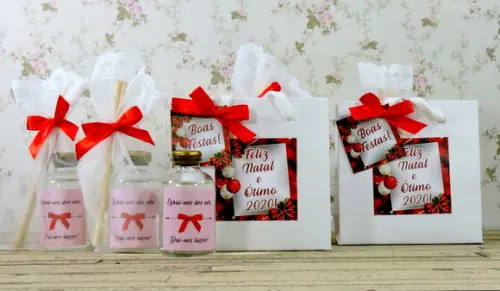Lembrancinha Natal Mini Aromatizante Sacolinha Branca Brinde