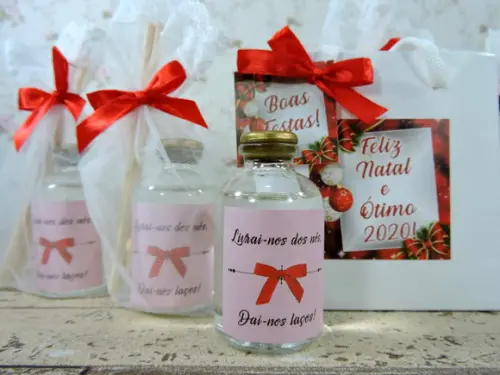 Lembrancinha Natal Mini Aromatizante Sacolinha Branca Brinde