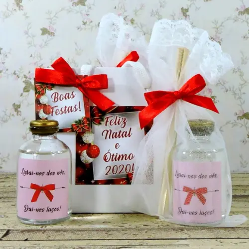 Lembrancinha Natal Mini Aromatizante Sacolinha Branca Brinde