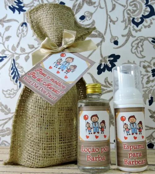 Lembrancinha para o Dia dos Pais Kit de Barbear na Juta