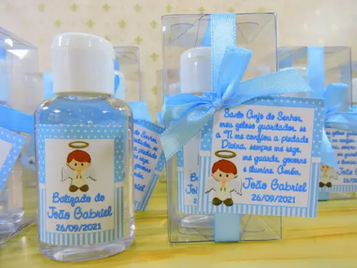 Lembrancinha Personalizada Batizado Álcool Gel Anjinho