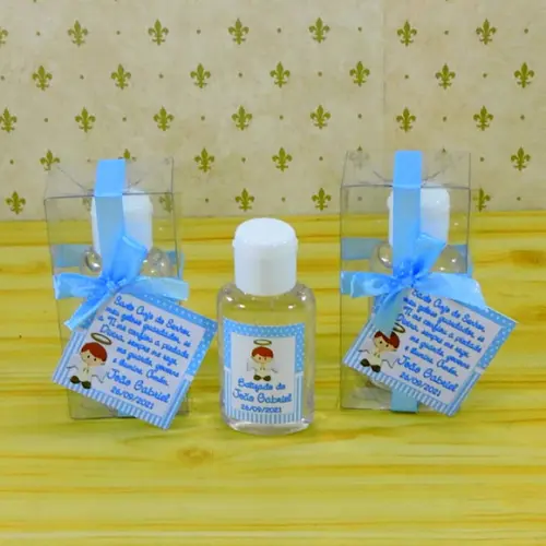 Lembrancinha Personalizada Batizado Álcool Gel Anjinho