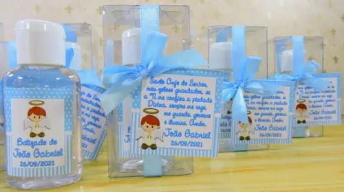 Lembrancinha Personalizada Batizado Álcool Gel Anjinho