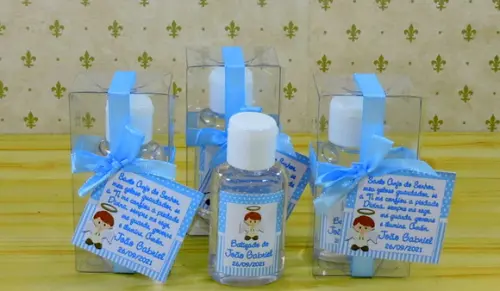 Lembrancinha Personalizada Batizado Álcool Gel Anjinho