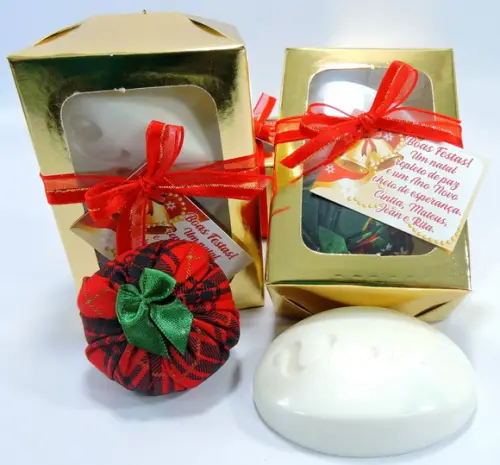 Lembrancinha Sabonete Sachê Caixa Natal Amigo Secreto Oculto