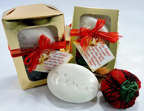 Lembrancinha Sabonete Sachê Caixa Natal Amigo Secreto Oculto