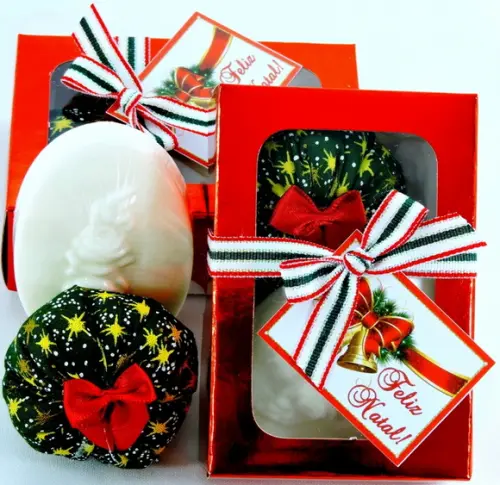 Lembrancinha Sabonete Sachê Caixa Natal Amigo Secreto Oculto