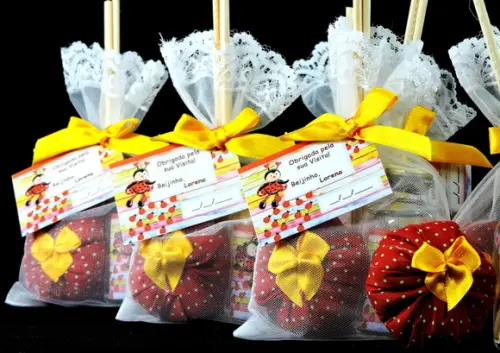Lembrancinha Sachê e Mini Aromatizador Joaninha