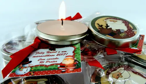 Lembrancinha Vela de Natal na Latinha