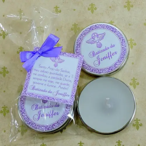 Lembrancinha Velinha na Latinha de Batizado