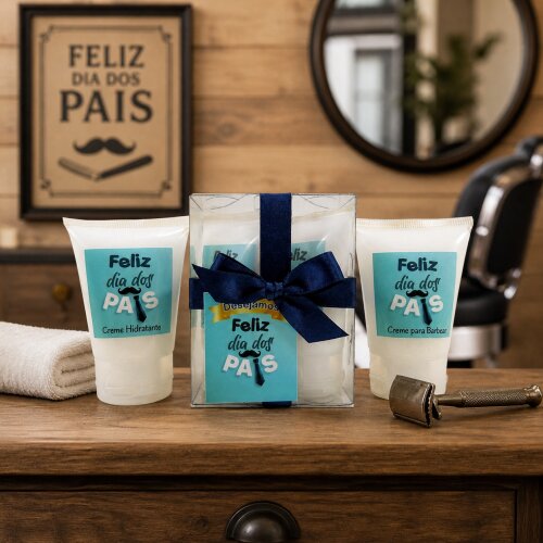 Lembrancinha Dia dos Pais com Creme de Barbear e Loção Pós-Barba