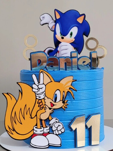 Topo |Topper de Bolo Sonic com Anéis