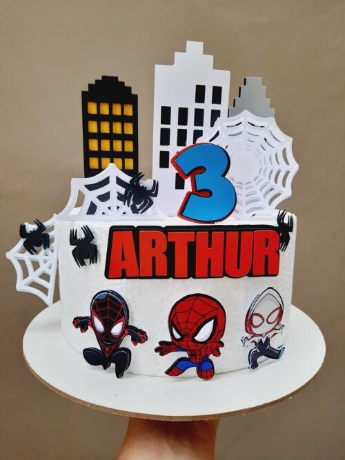 Topo | Topper de Bolo Personalizado Spidey E Seus Amigos Espetacu