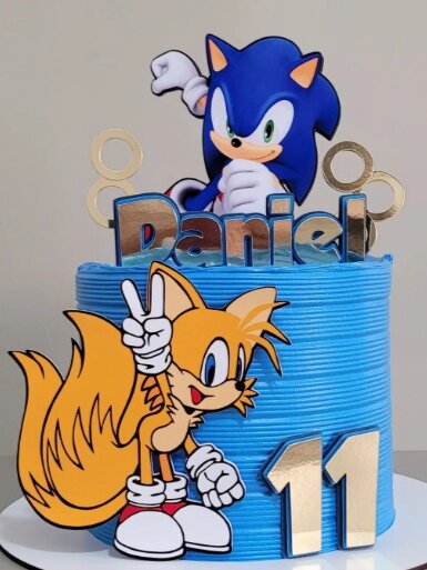 Topo |Topper de Bolo Sonic com Anéis