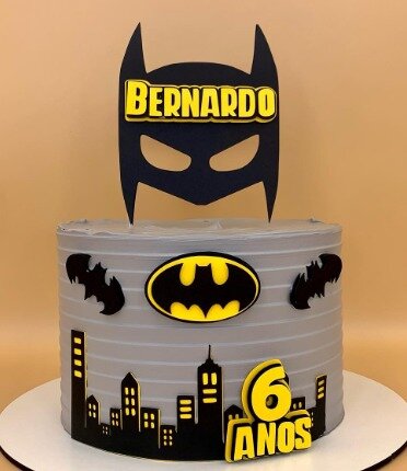 Topo de Bolo Mascara do Batman Personalizado com Nome e Idade | Decoração para Aniversário Infantil