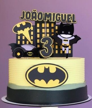 Topo de Bolo Batman Cute Personalizado com Nome e Idade | Decoração para Aniversário Infantil