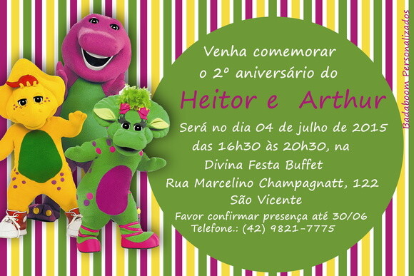 Arte Digital Convite Barney e Seus Amigos