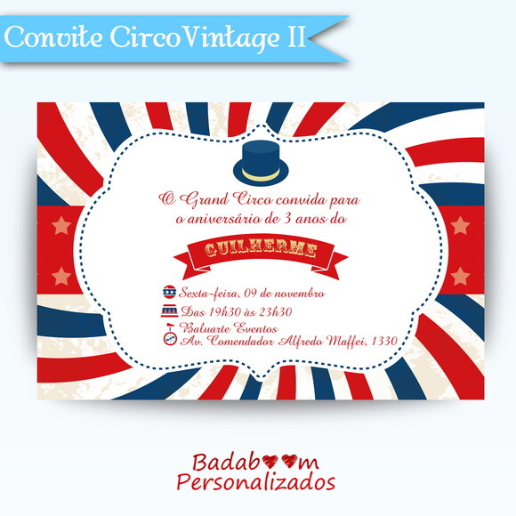 Arte Digital Convite Circo Vintage