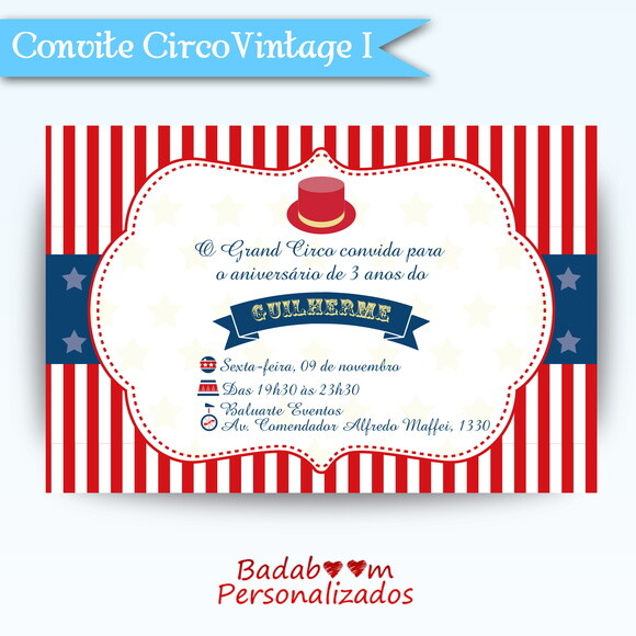 Arte Digital Convite Circo Vintage