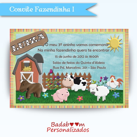 Arte Digital Convite Fazendinha