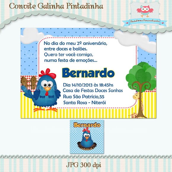 Arte Digital Convite Galinha Pintadinha
