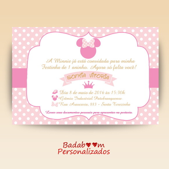Arte Digital Convite Minnie