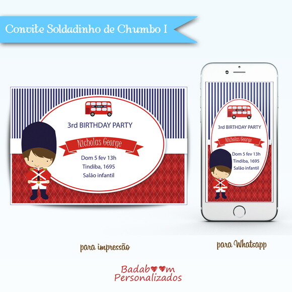 Arte Digital Convite Soldadinho de Chumbo I