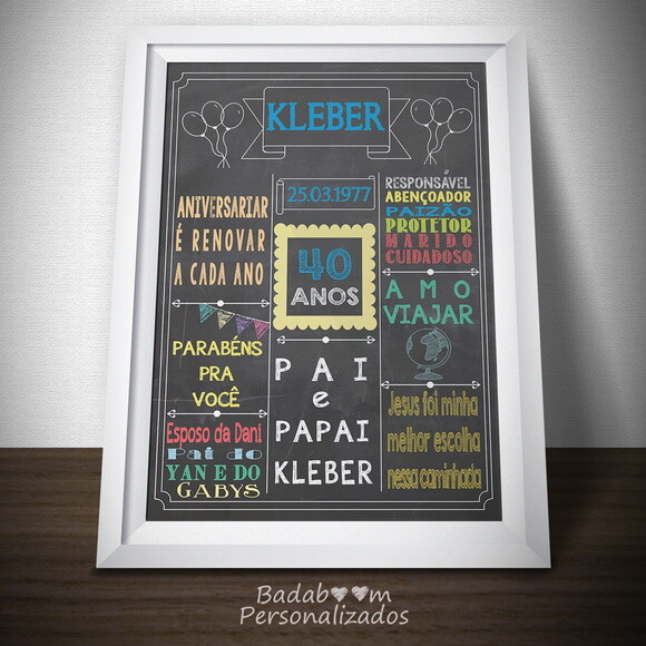 Arte Digital Para Chalkboard Bodas 40 Anos