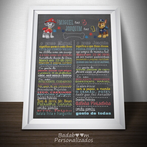 Arte Digital para Chalkboard Patrulha Canina