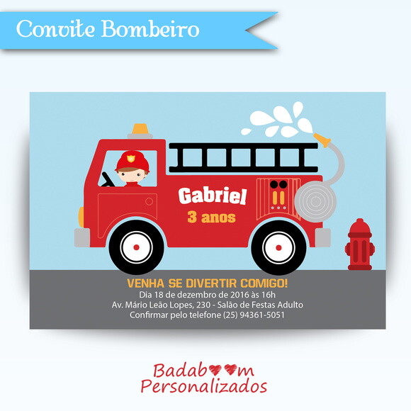 Arte Digital Para Convite Bombeiro