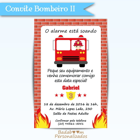 Arte Digital Para Convite Bombeiro