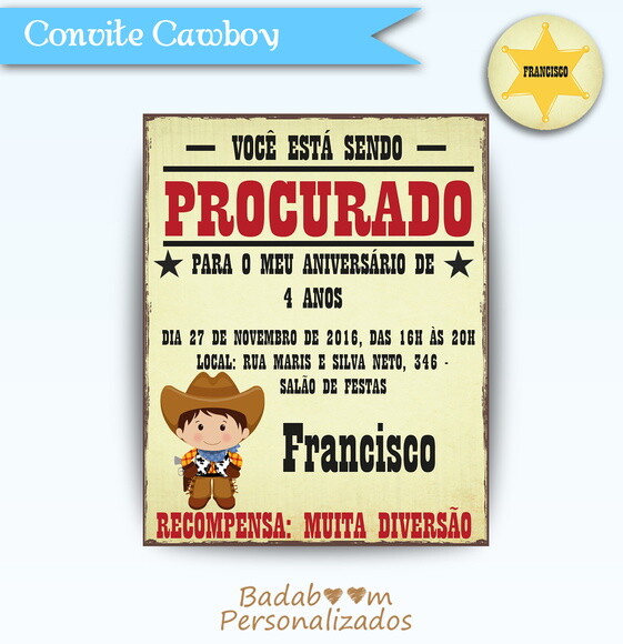 Arte Digital para Convite Cawboy