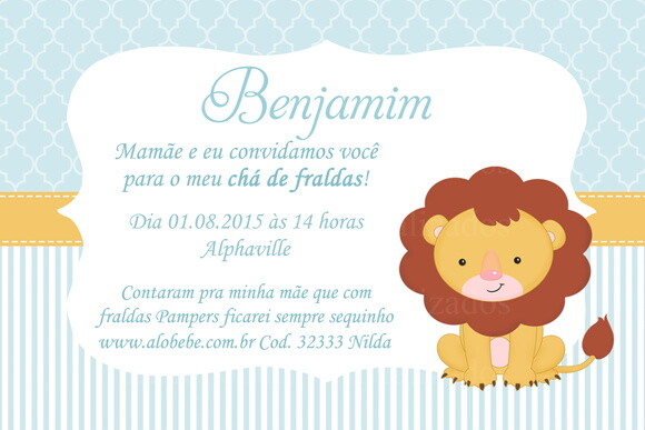Arte Digital Para Convite Chá de Bebê Leãozinho
