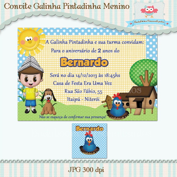 Arte Digital Para Convite Galinha Pintadinha