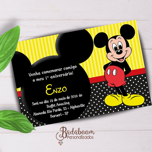 Arte Digital Para Convite Infantil Mickey