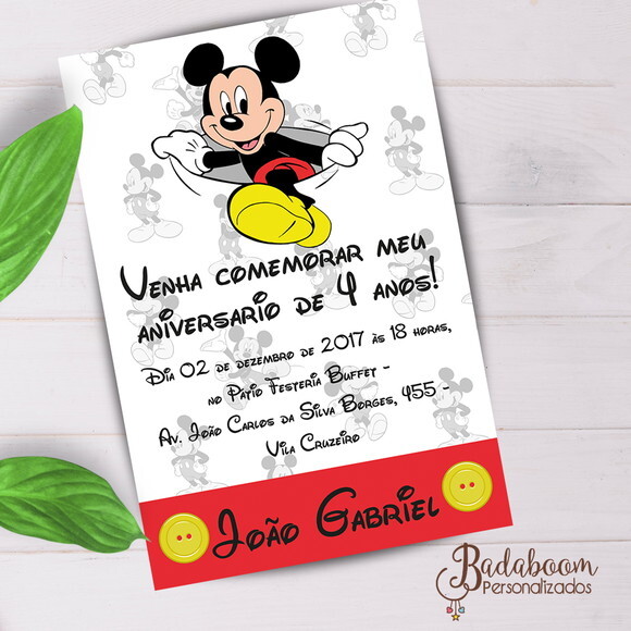 Arte Digital Para Convite Mickey